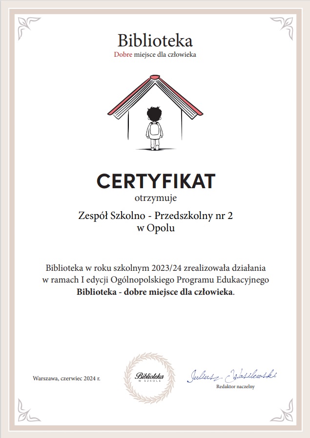 certyfikat biblioteka
